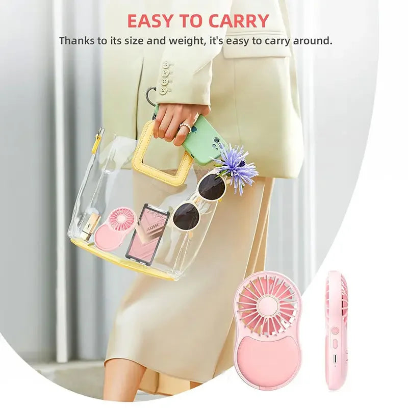 Portable Handheld Fan with LED Mirror: Instant Relief from Hot Flashes