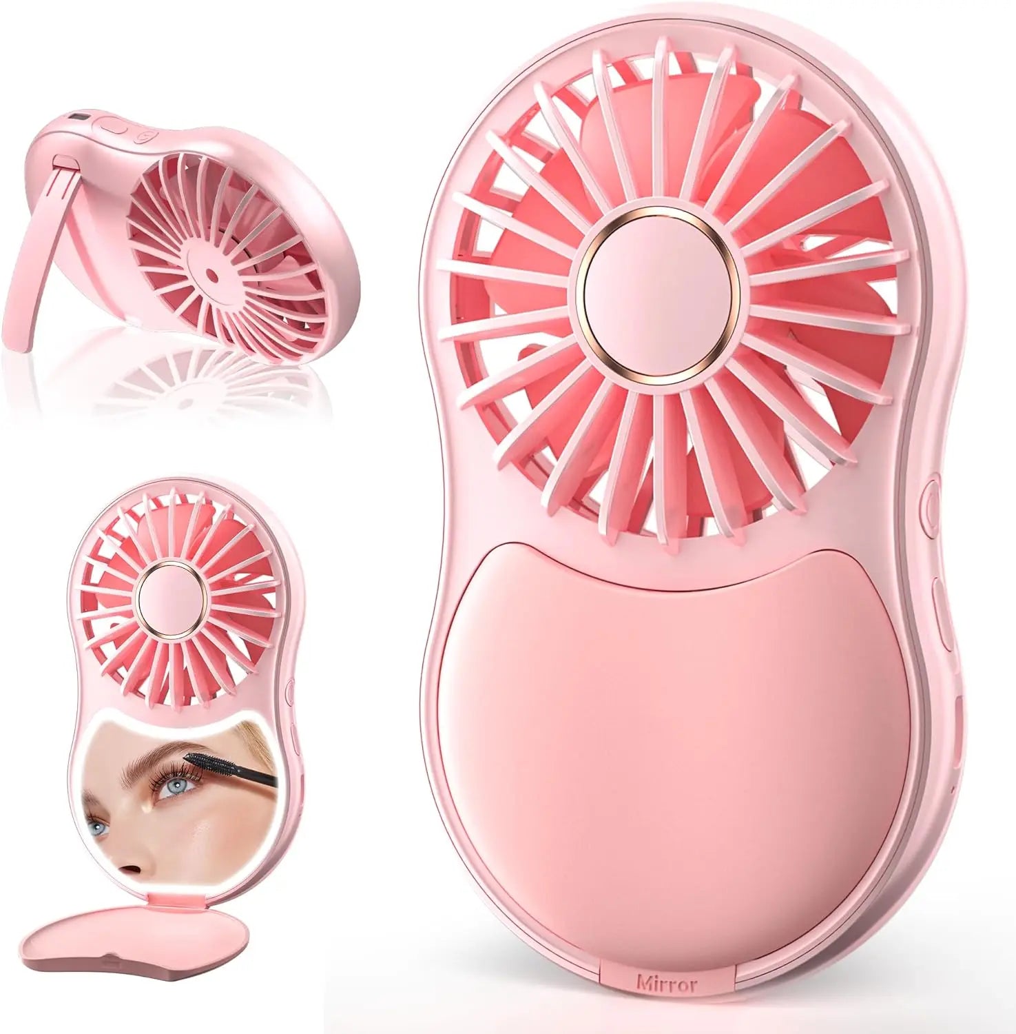 Portable Handheld Fan with LED Mirror: Instant Relief from Hot Flashes