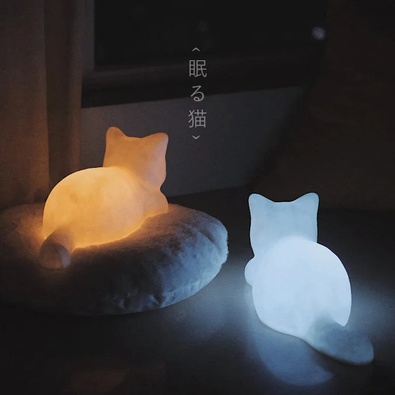 Cute Kawaii Cat Night Light Battery Powered Vinyl Lamp For Toddler Children Teen Girl Lady Women Birthday Gifts Decorative