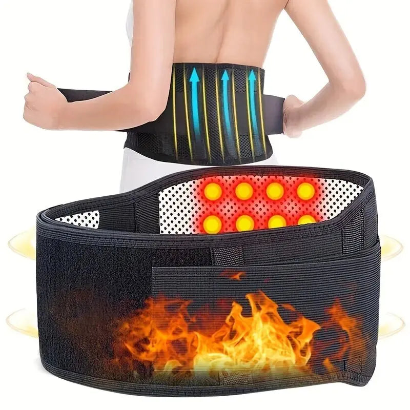 Adjustable Waist Belt Brace with Self-Heating and Magnetic Therapy – Lumbar Support and Massage Band