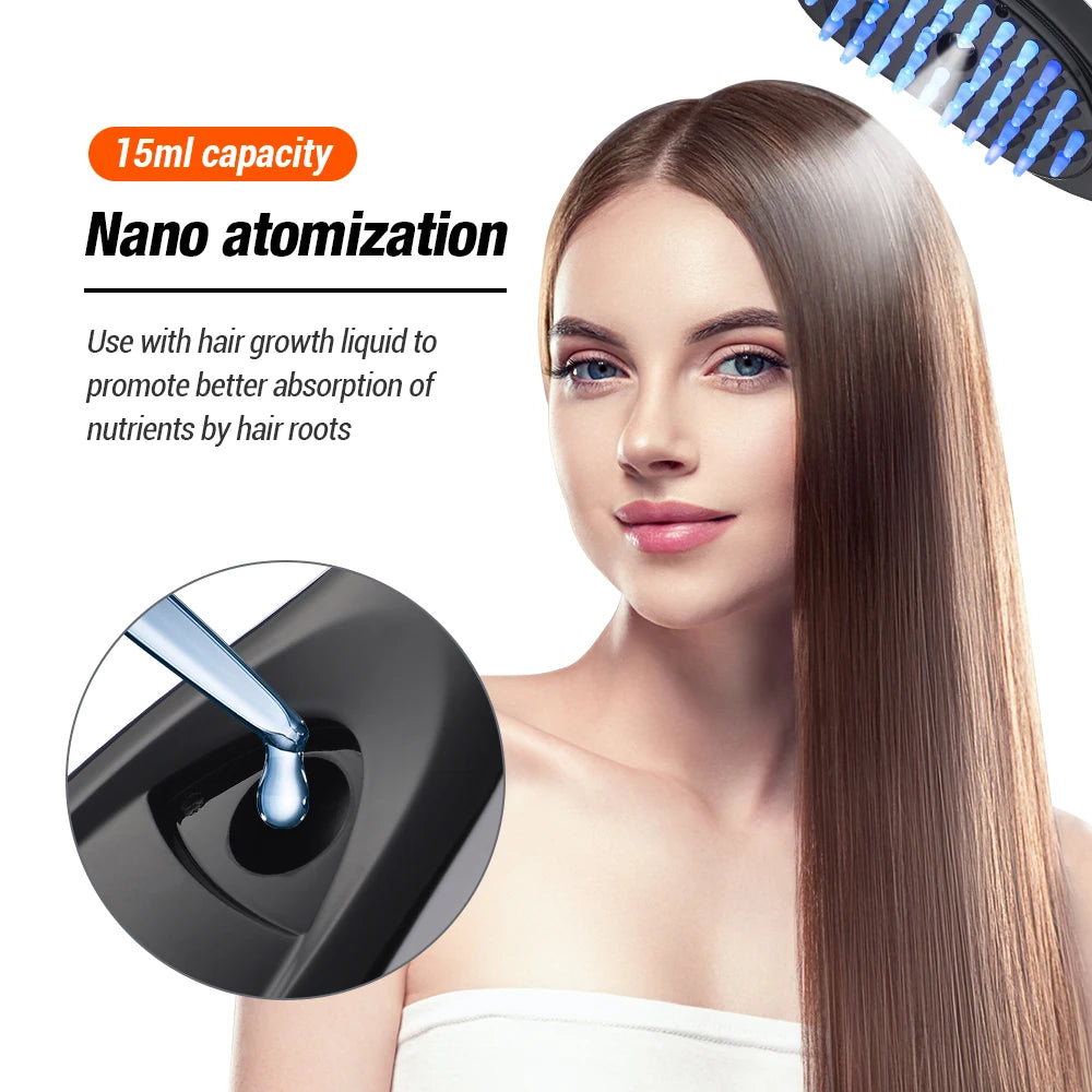 Nano Spray Electric Scalp Massager – Hair Growth Oil Applicator with Red & Blue Light Therapy