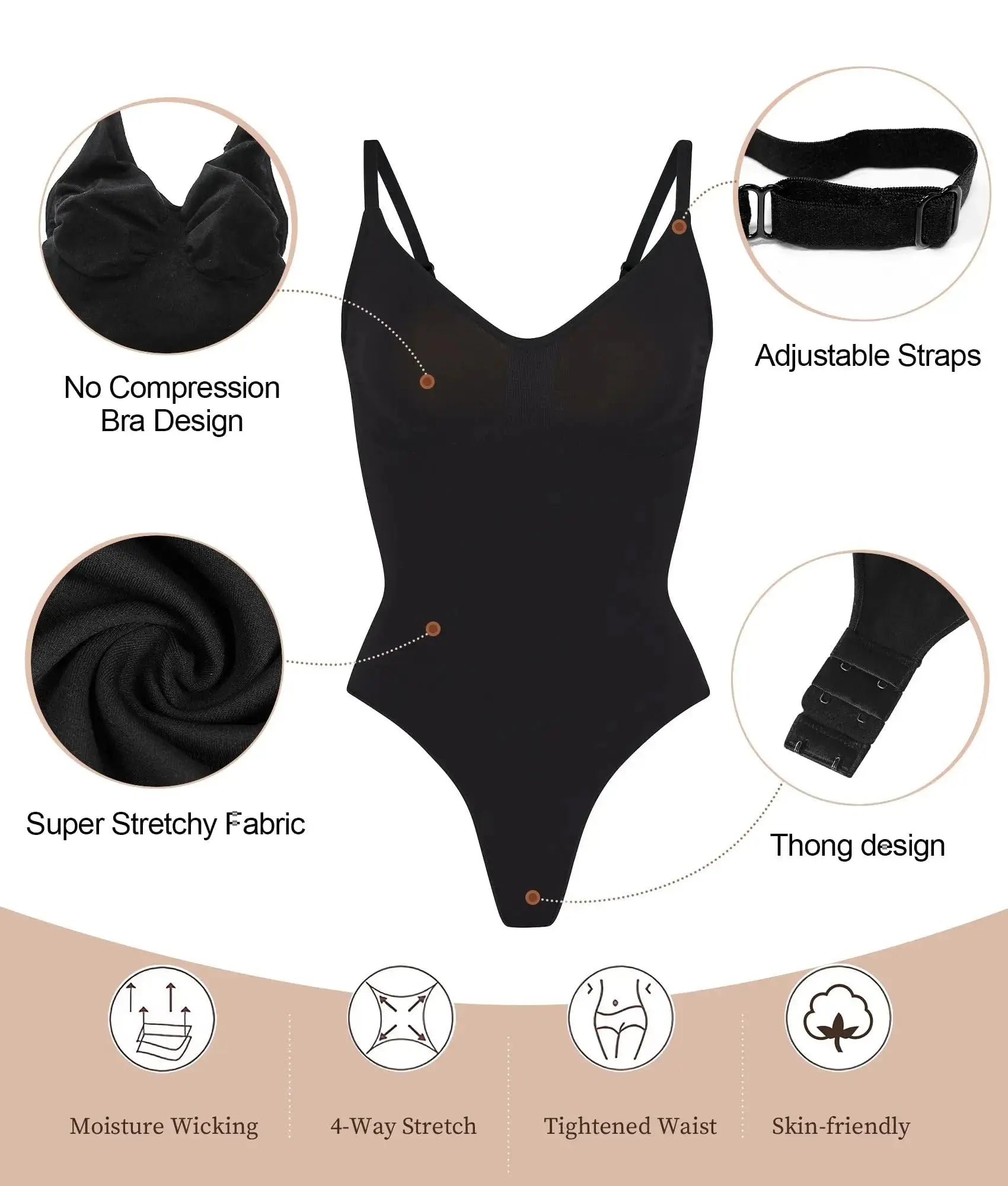 High Elasticity Sculpting Thong Body