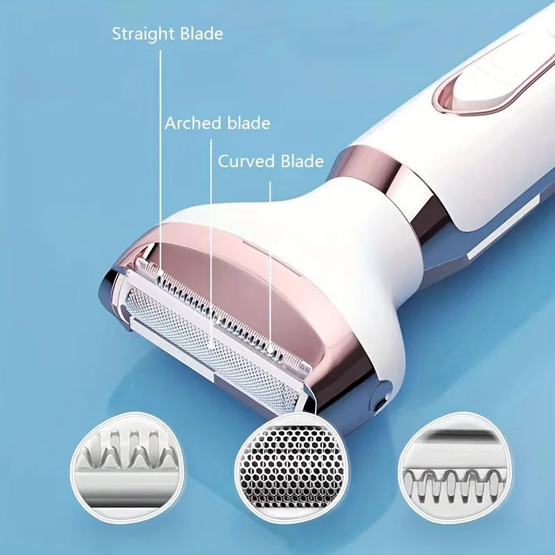 4-in-1 Electric Lady Shaver - Painless Cordless Trimmer Razor for Smooth Skin