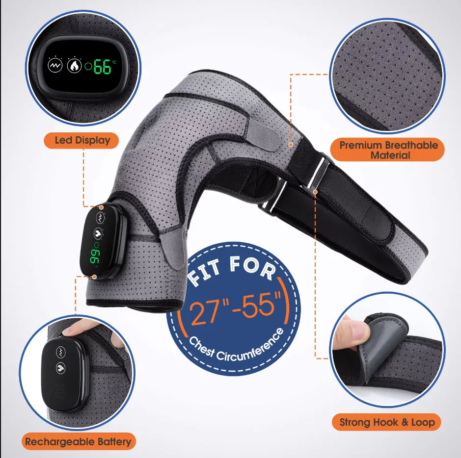 LED Heating & Vibration Shoulder Massager – Pain Relief and Relaxation Redefined"